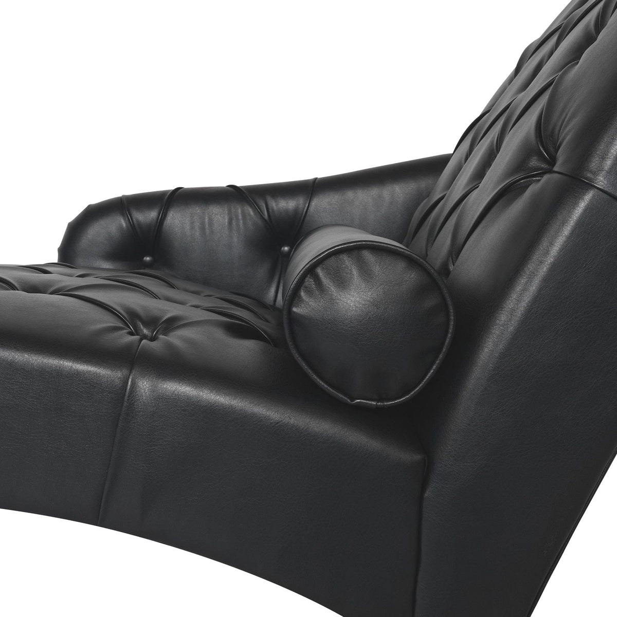 THE FURNITURE CO. Convertible Sofa Sleeper Black Faux Leather Chaise Lounge Arm Chair
