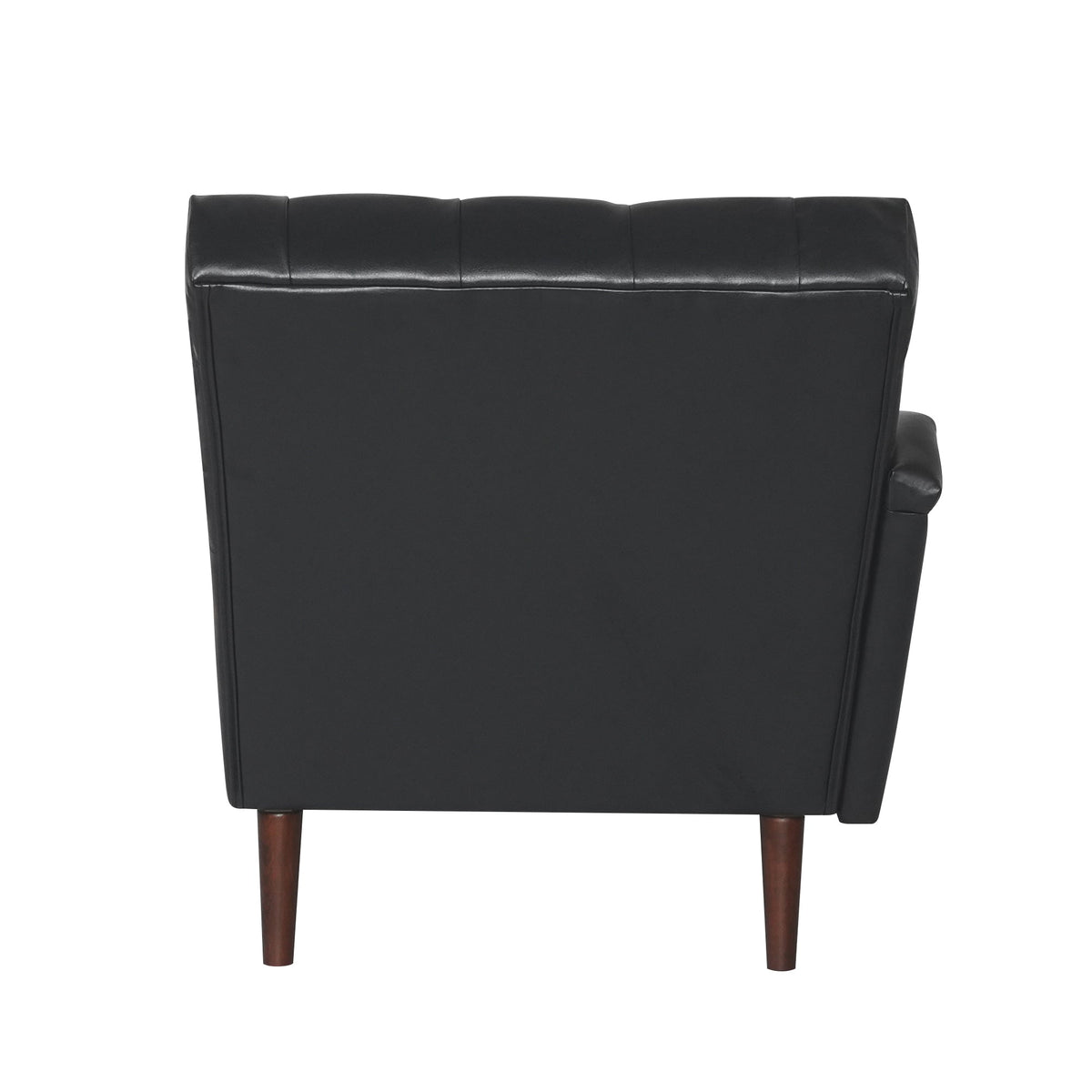 THE FURNITURE CO. Convertible Sofa Sleeper Black Faux Leather Chaise Lounge Arm Chair