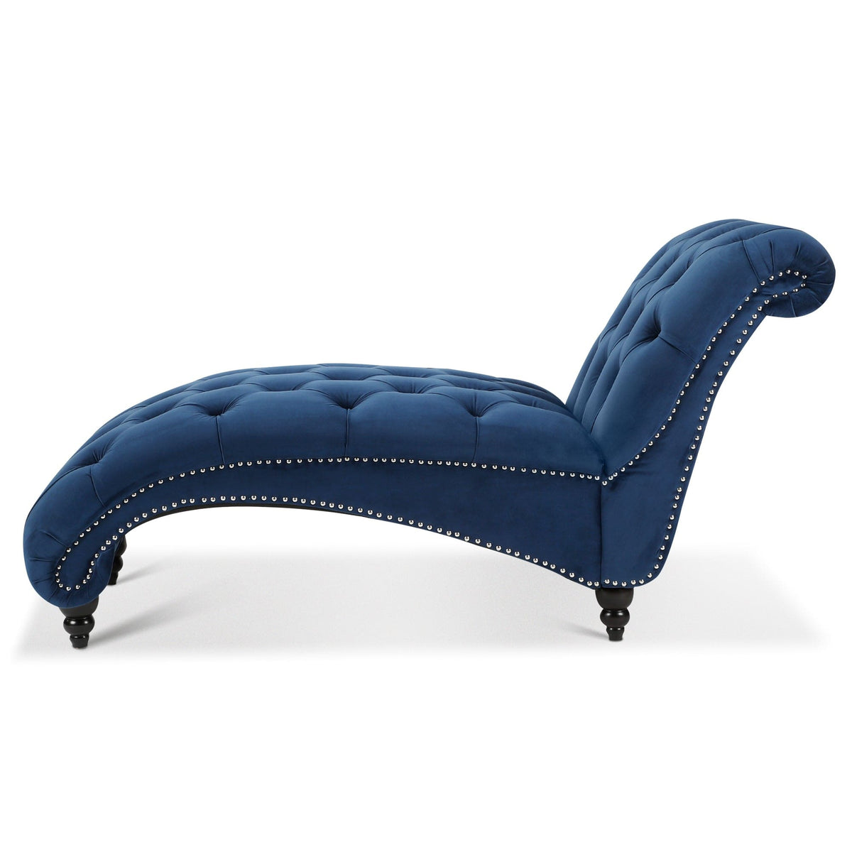 THE FURNITURE CO. Convertible Sofa Sleeper Blue Fabric Tufted Armless Chaise Lounge