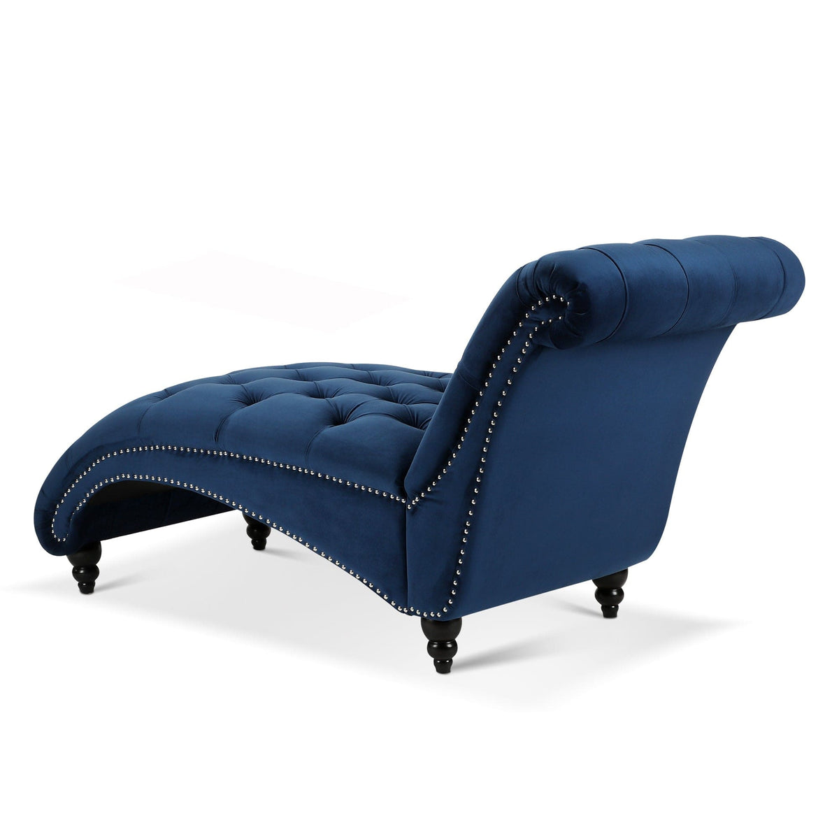 THE FURNITURE CO. Convertible Sofa Sleeper Blue Fabric Tufted Armless Chaise Lounge