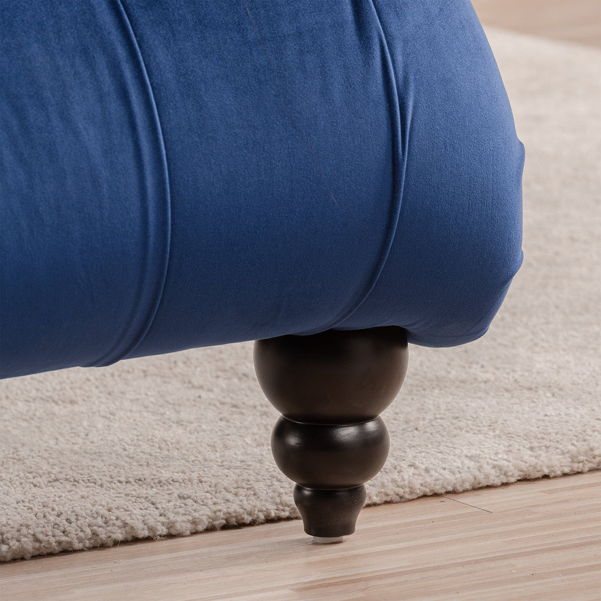 THE FURNITURE CO. Convertible Sofa Sleeper Blue Fabric Tufted Armless Chaise Lounge