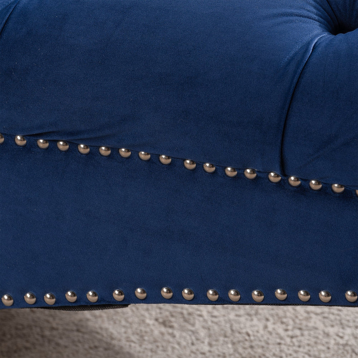 THE FURNITURE CO. Convertible Sofa Sleeper Blue Fabric Tufted Armless Chaise Lounge