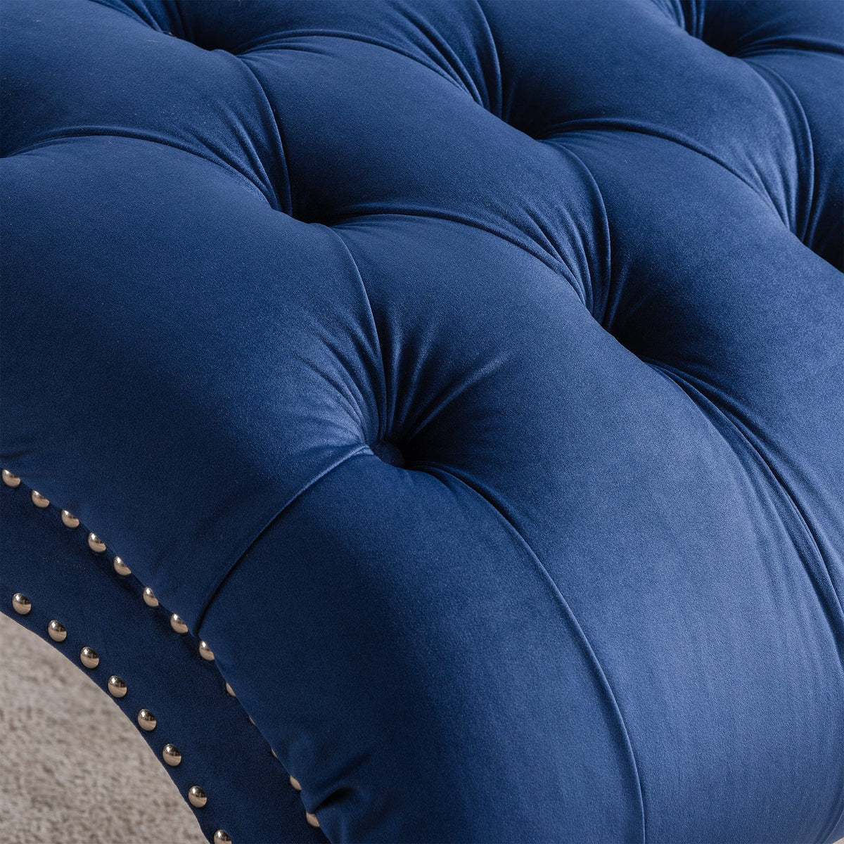THE FURNITURE CO. Convertible Sofa Sleeper Blue Fabric Tufted Armless Chaise Lounge