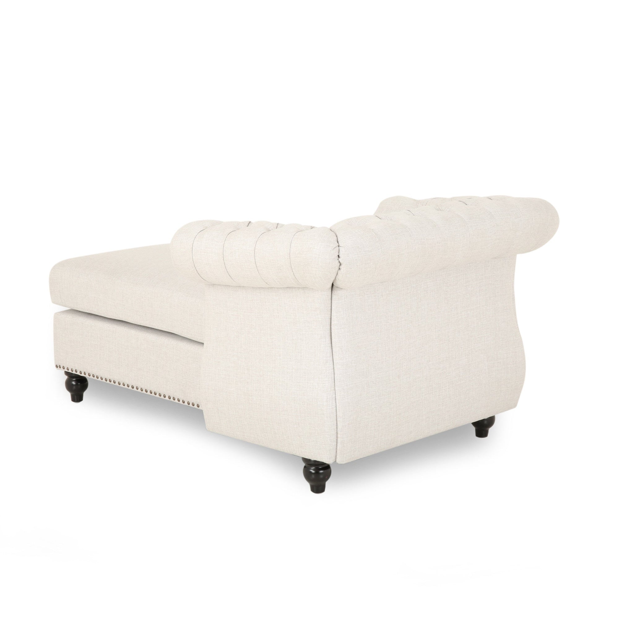 THE FURNITURE CO. Convertible Sofa Sleeper Chesterfield Chaise Lounge with Button Tufting and Nailhead Accents