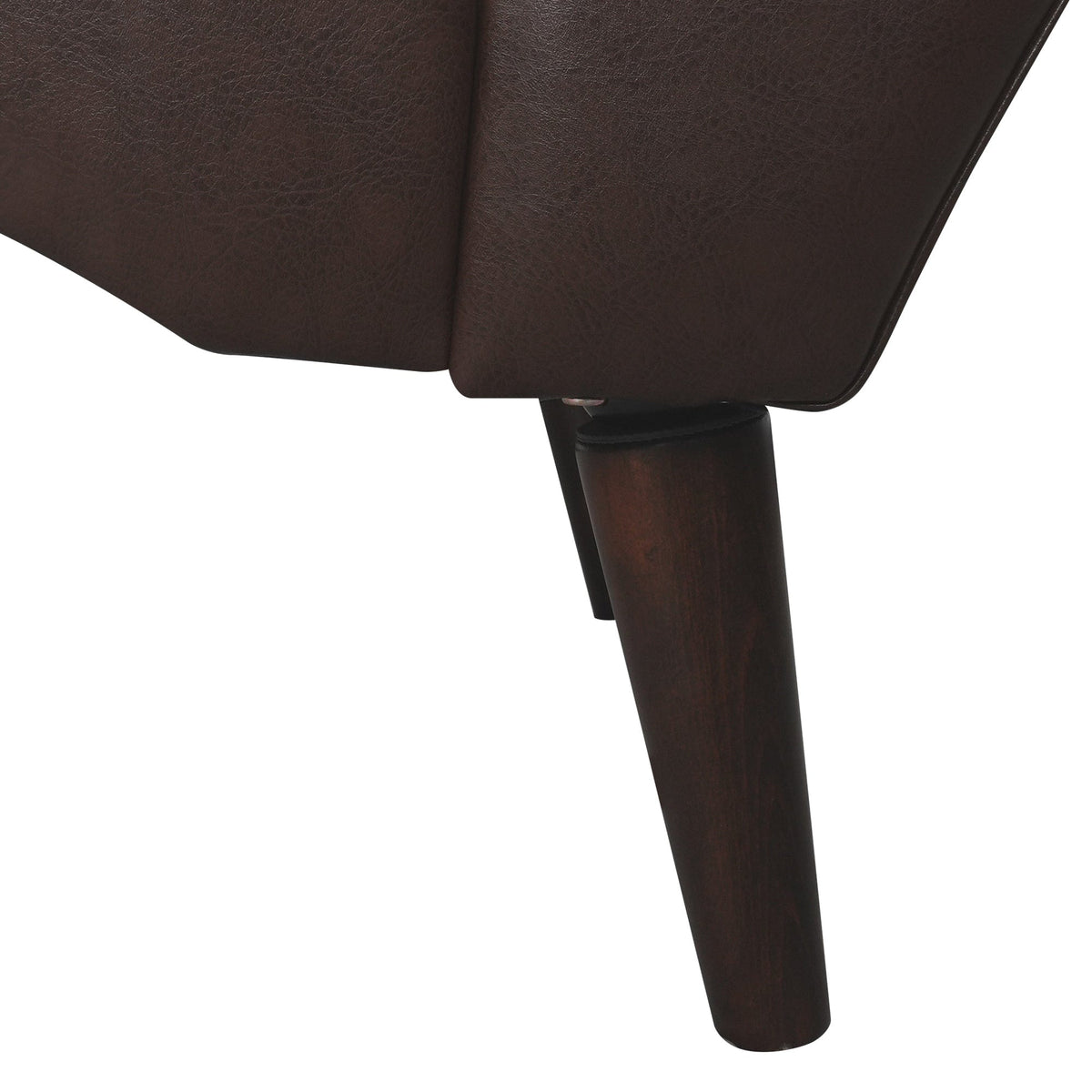 THE FURNITURE CO. Convertible Sofa Sleeper Dark Brown Faux Leather Chaise Lounge Arm Chair with Tufted Backrest and Pillow