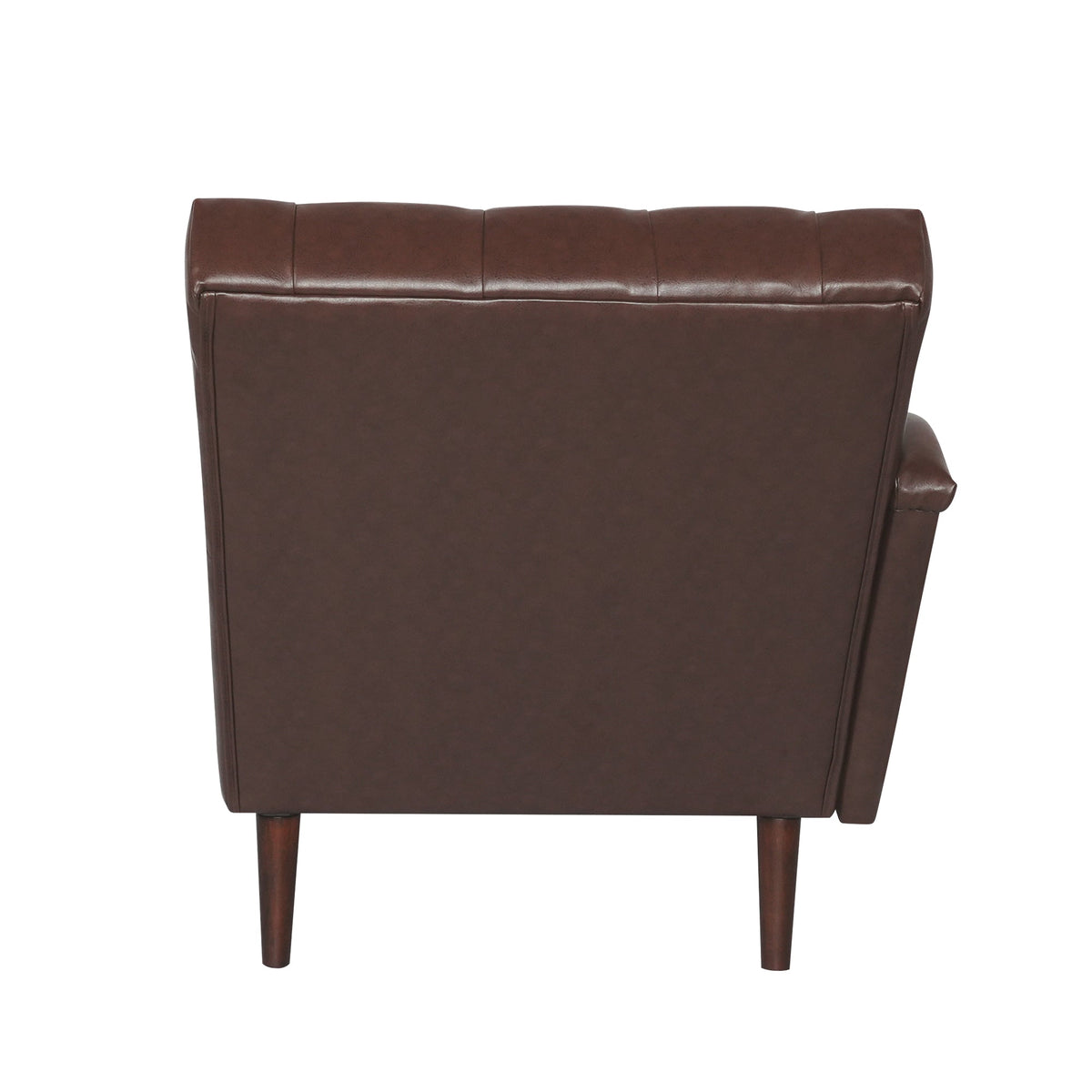 THE FURNITURE CO. Convertible Sofa Sleeper Dark Brown Faux Leather Chaise Lounge Arm Chair with Tufted Backrest and Pillow