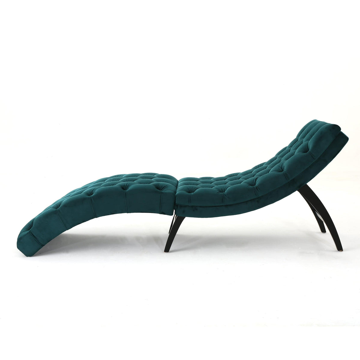 THE FURNITURE CO. Convertible Sofa Sleeper Teal Velvet Tufted Chaise Lounge