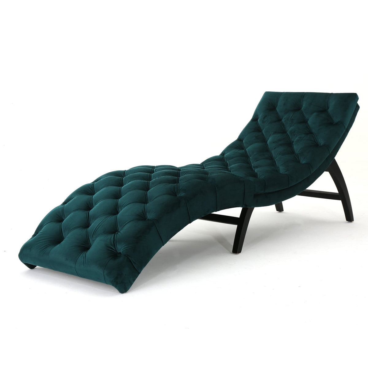 THE FURNITURE CO. Convertible Sofa Sleeper Teal Velvet Tufted Chaise Lounge