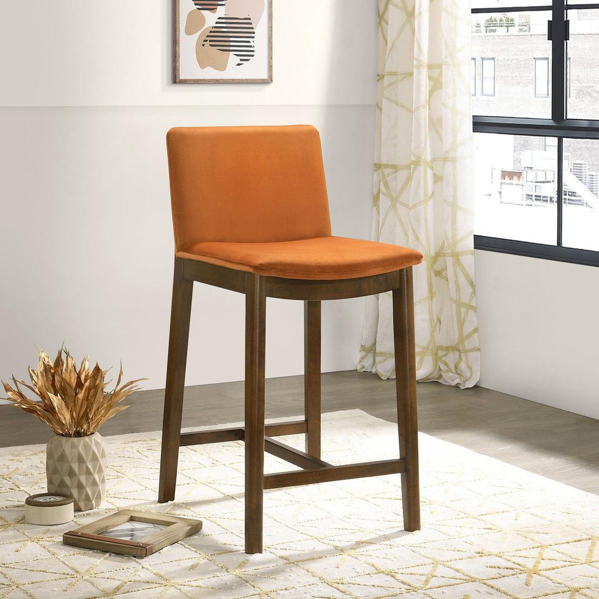 THE FURNITURE CO. Dining Chairs Luxury Burnt Orange Velvet Chair for Stylish Living Spaces
