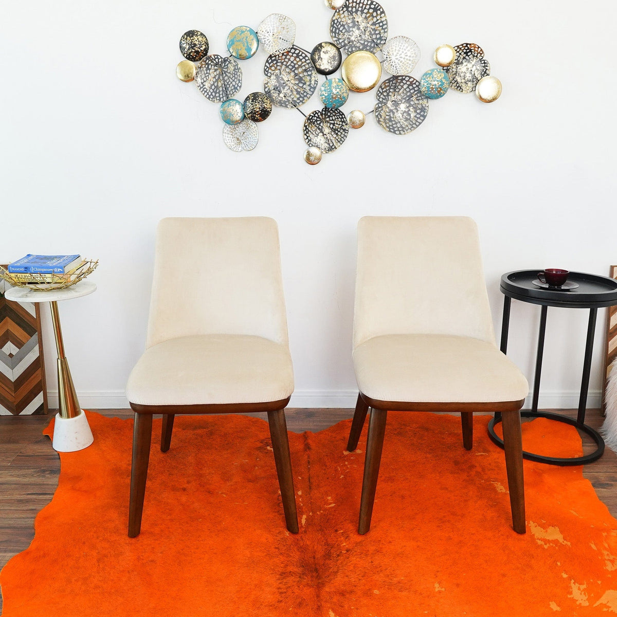 THE FURNITURE CO. Dining Chairs Luxury Clove Beige Velvet Dining Chairs for Elegant Dining Spaces