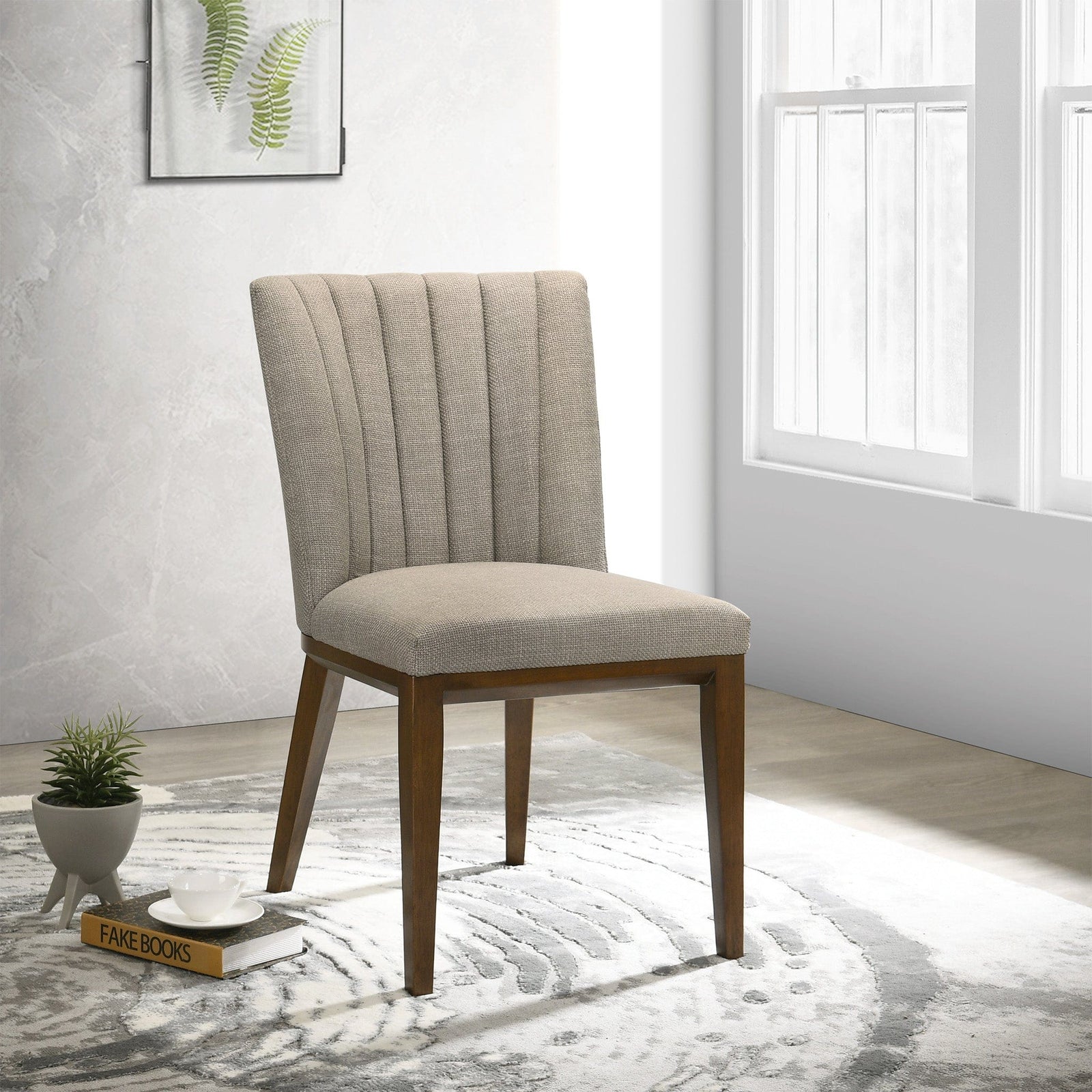 THE FURNITURE CO. Dining Chairs Luxury Cream Fabric Dining Chairs for Elegant Dining Spaces.