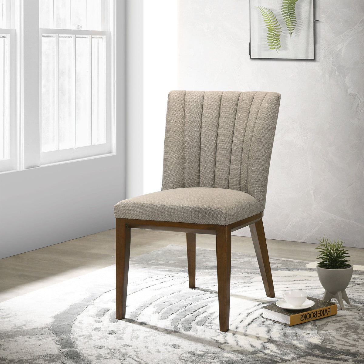 THE FURNITURE CO. Dining Chairs Luxury Cream Fabric Dining Chairs for Elegant Dining Spaces.