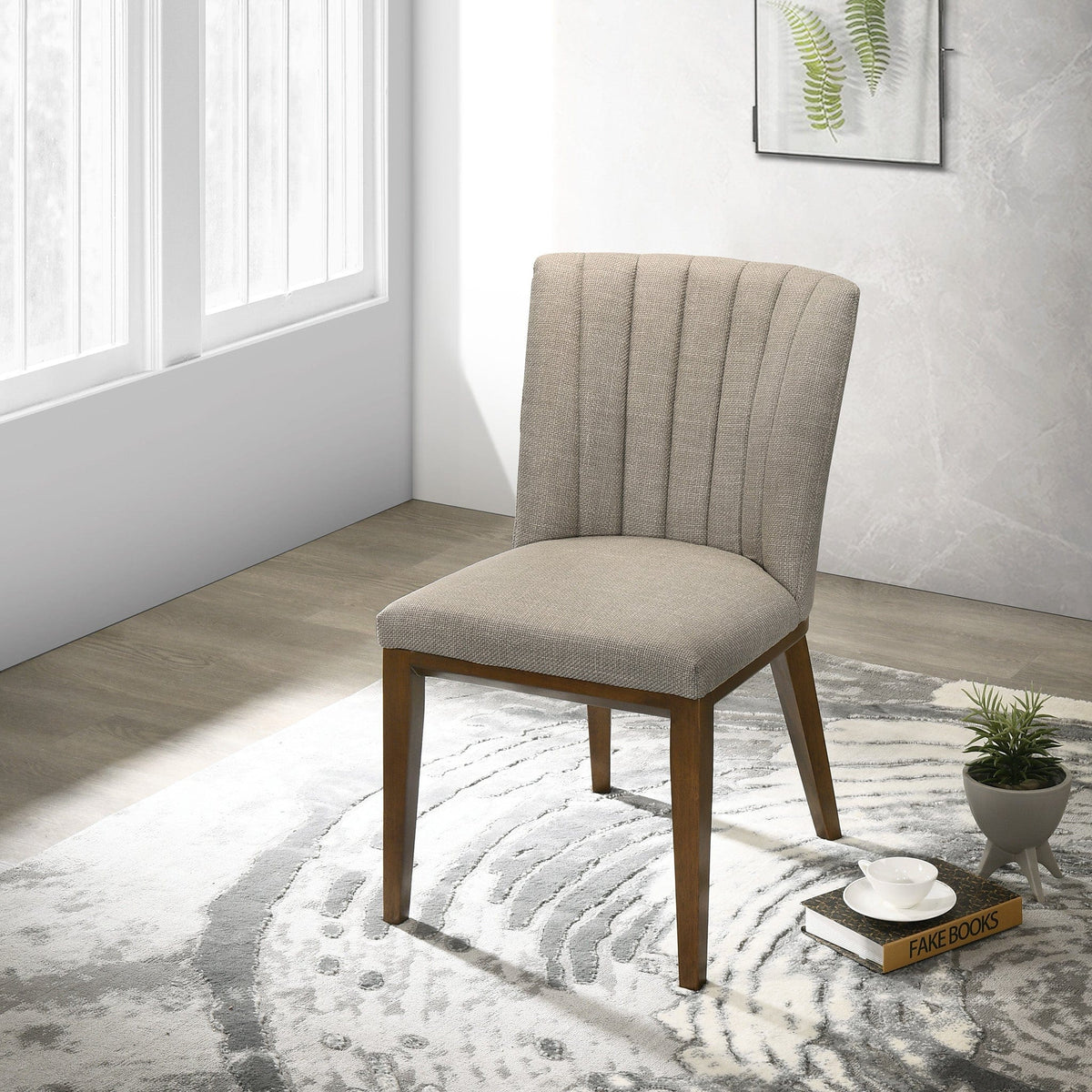 THE FURNITURE CO. Dining Chairs Luxury Cream Fabric Dining Chairs for Elegant Dining Spaces.