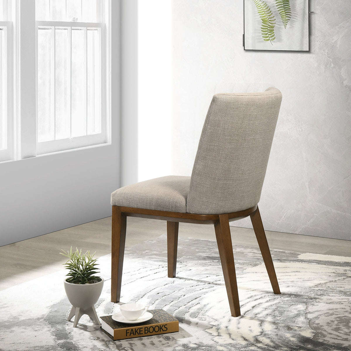 THE FURNITURE CO. Dining Chairs Luxury Cream Fabric Dining Chairs for Elegant Dining Spaces.