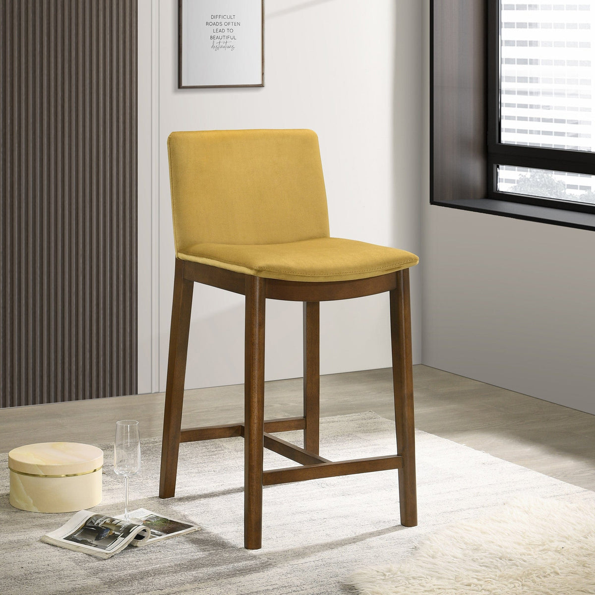 THE FURNITURE CO. Dining Chairs Luxury Dark Yellow Velvet Chair for Stylish Living Spaces