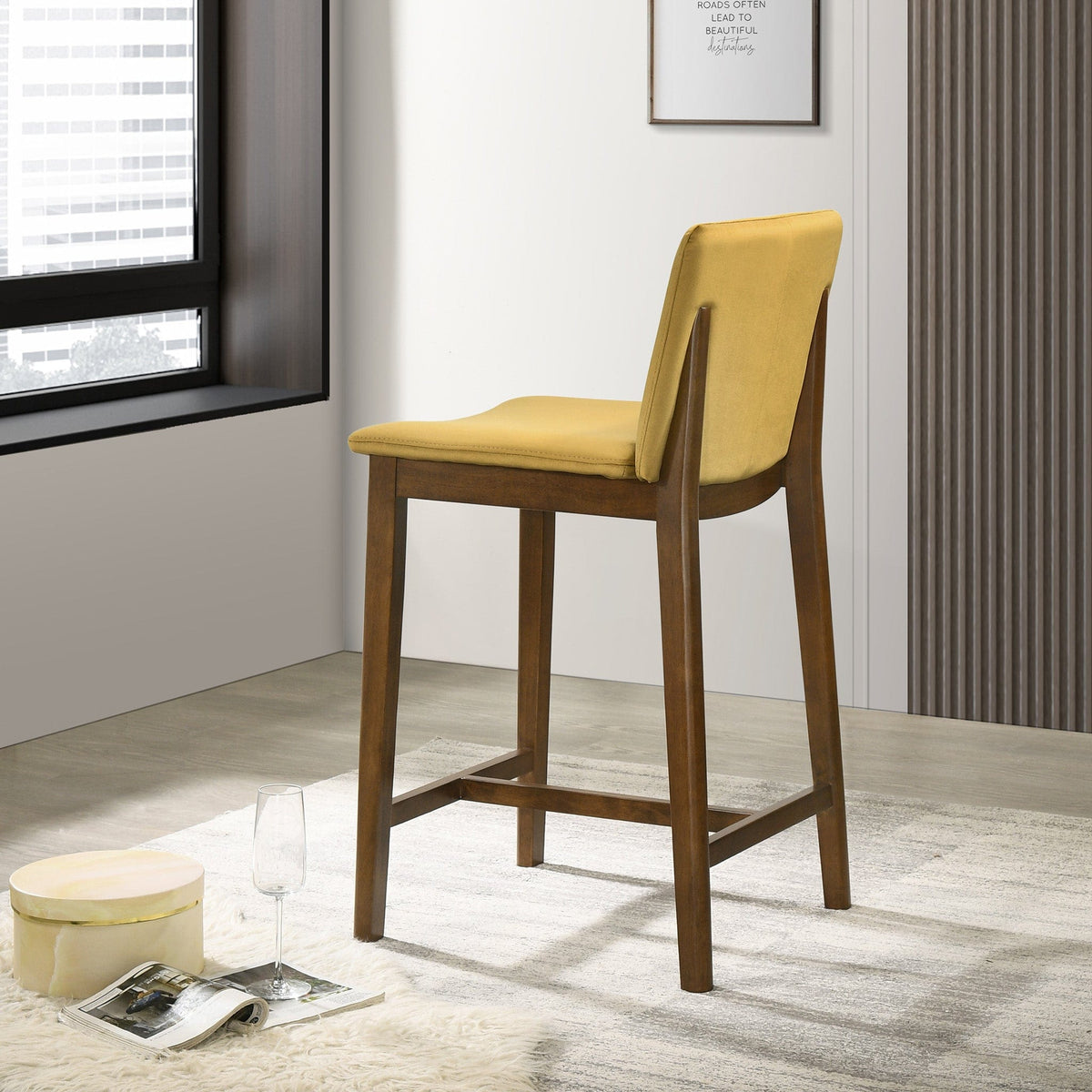THE FURNITURE CO. Dining Chairs Luxury Dark Yellow Velvet Chair for Stylish Living Spaces