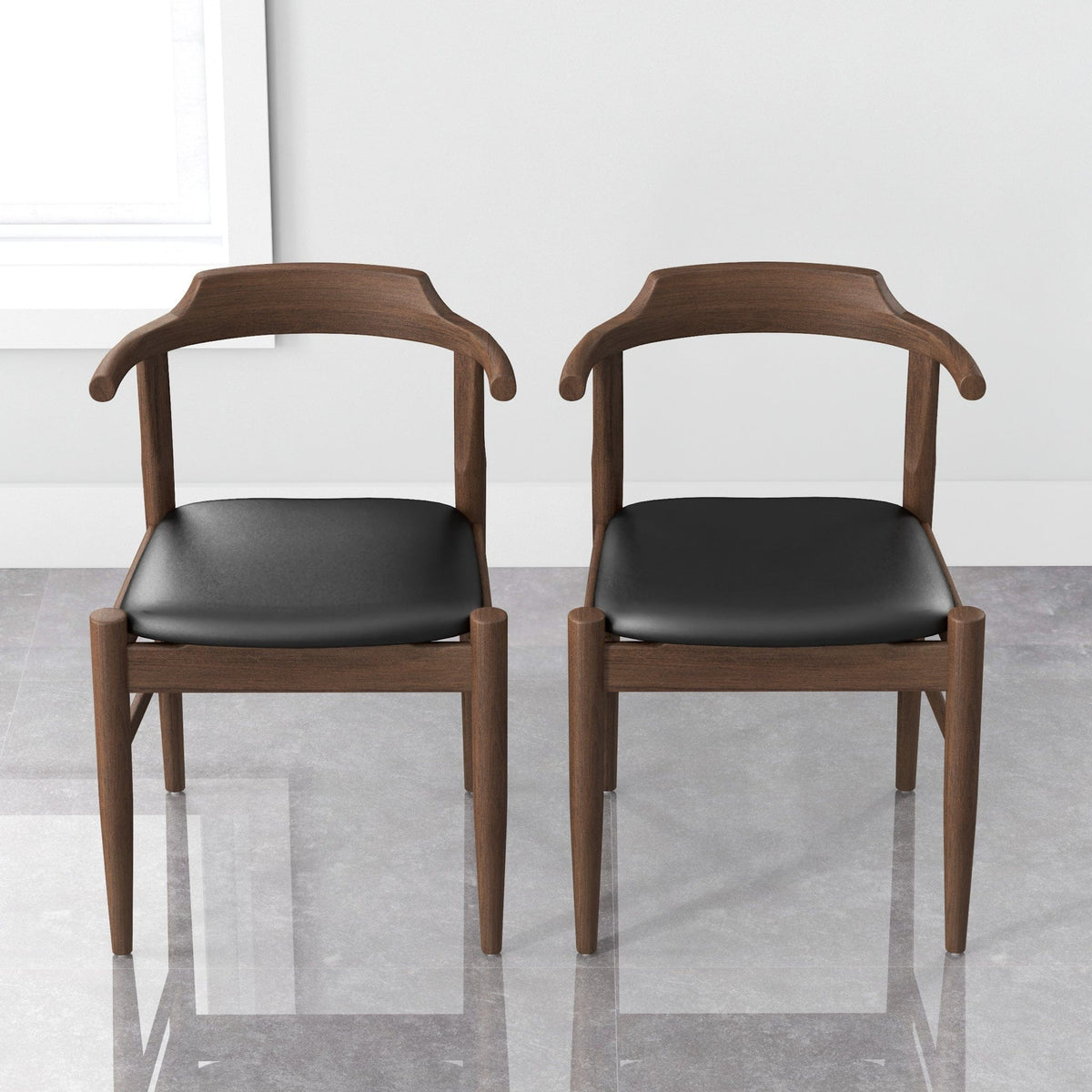 THE FURNITURE CO. Dining Chairs Luxury Leather Mid-Century Modern Dining Chairs for Elegant Dining Spaces