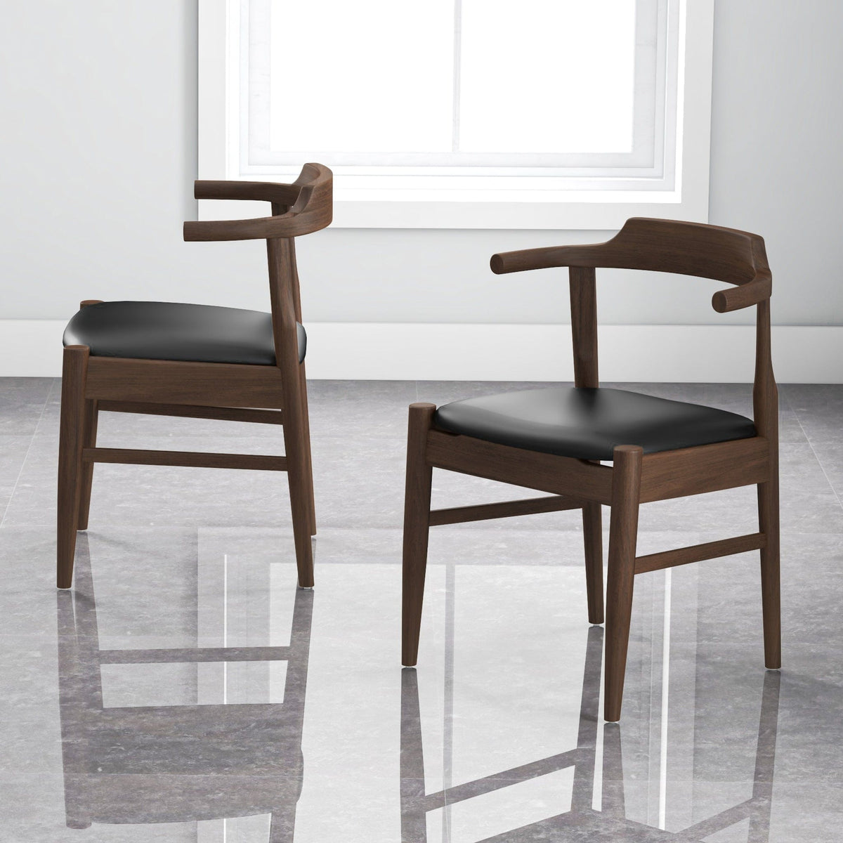THE FURNITURE CO. Dining Chairs Luxury Leather Mid-Century Modern Dining Chairs for Elegant Dining Spaces