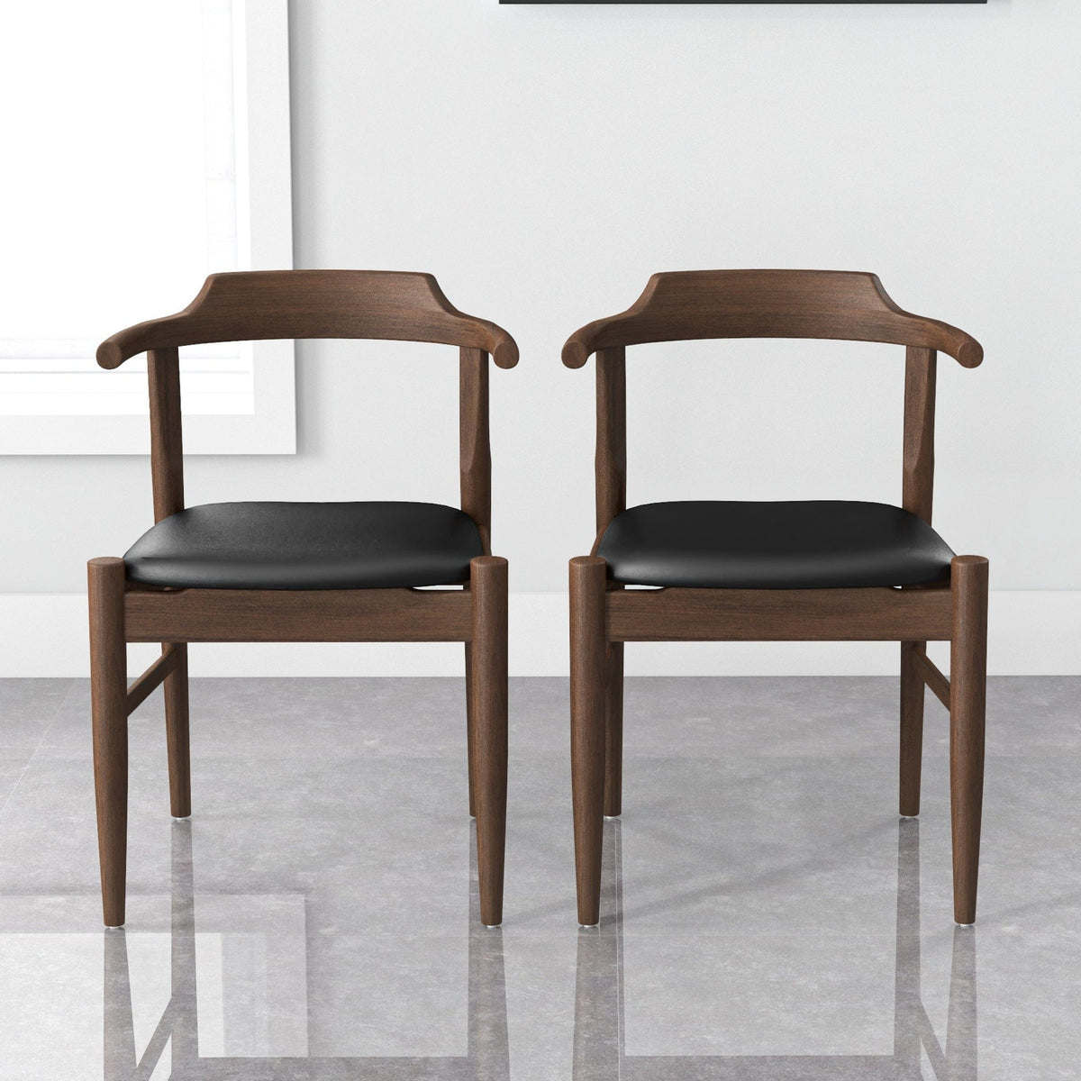 THE FURNITURE CO. Dining Chairs Luxury Leather Mid-Century Modern Dining Chairs for Elegant Dining Spaces