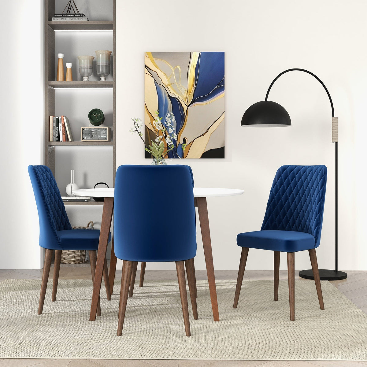 THE FURNITURE CO. Dining Chairs Premium Navy Blue Velvet Dining Chairs for Elegant Dining Spaces