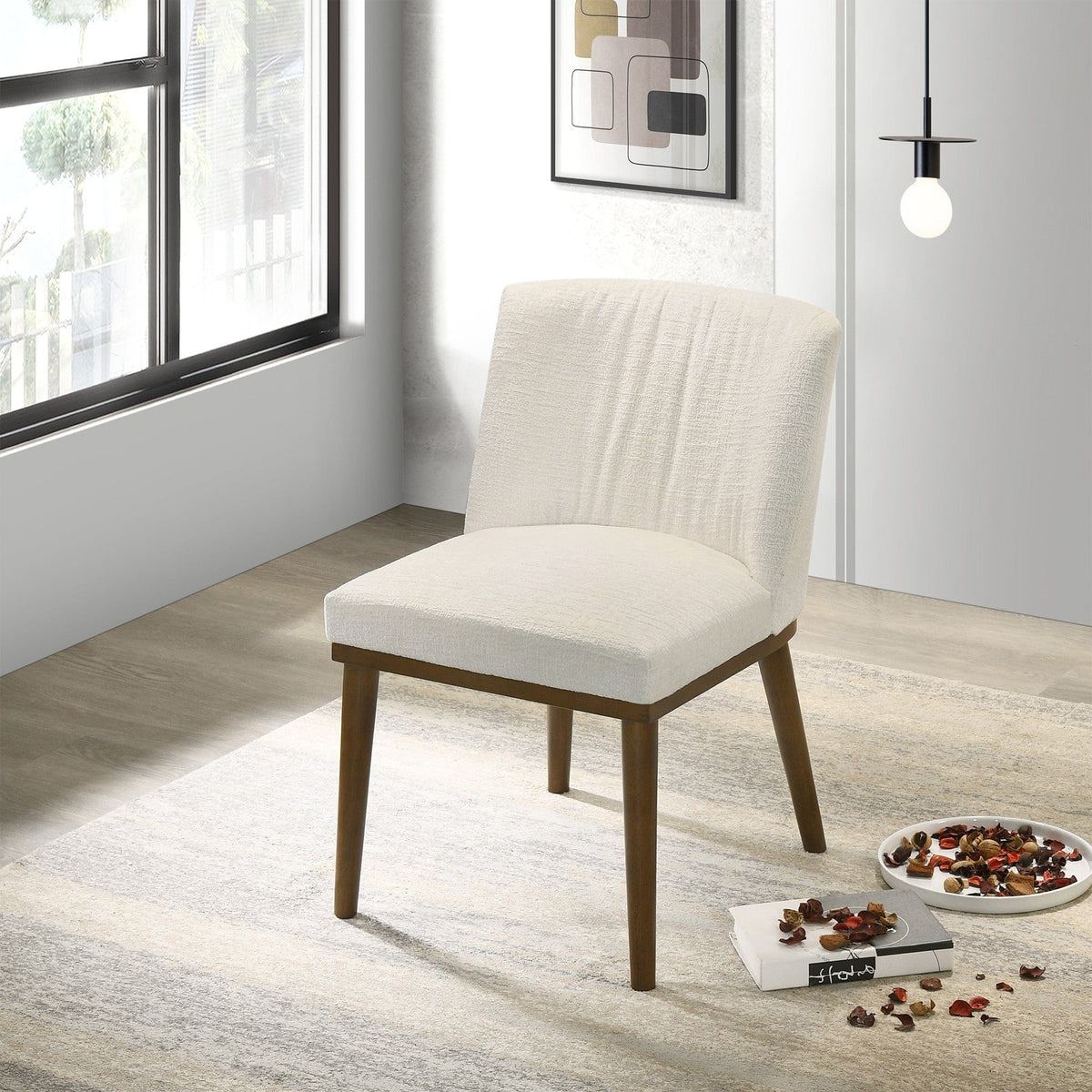 THE FURNITURE CO. Dining Chairs Premium White Fabric Dining Chairs for Elegant Dining Spaces