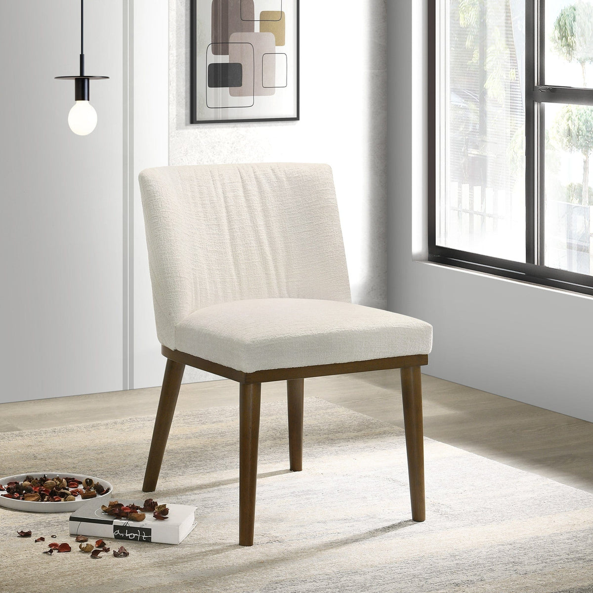 THE FURNITURE CO. Dining Chairs Premium White Fabric Dining Chairs for Elegant Dining Spaces