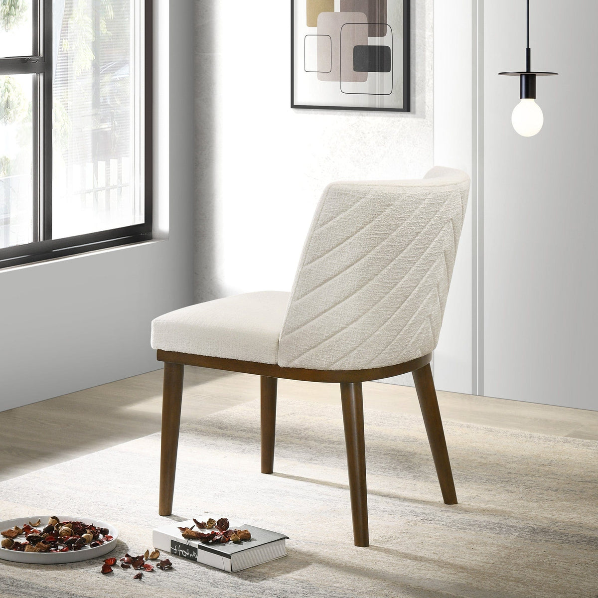 THE FURNITURE CO. Dining Chairs Premium White Fabric Dining Chairs for Elegant Dining Spaces
