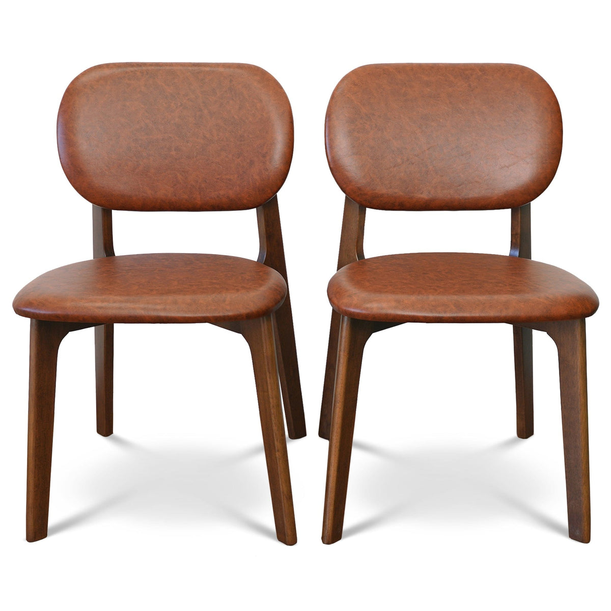 THE FURNITURE CO. Elegant Brown Leather Dining Chairs for Dining Spaces