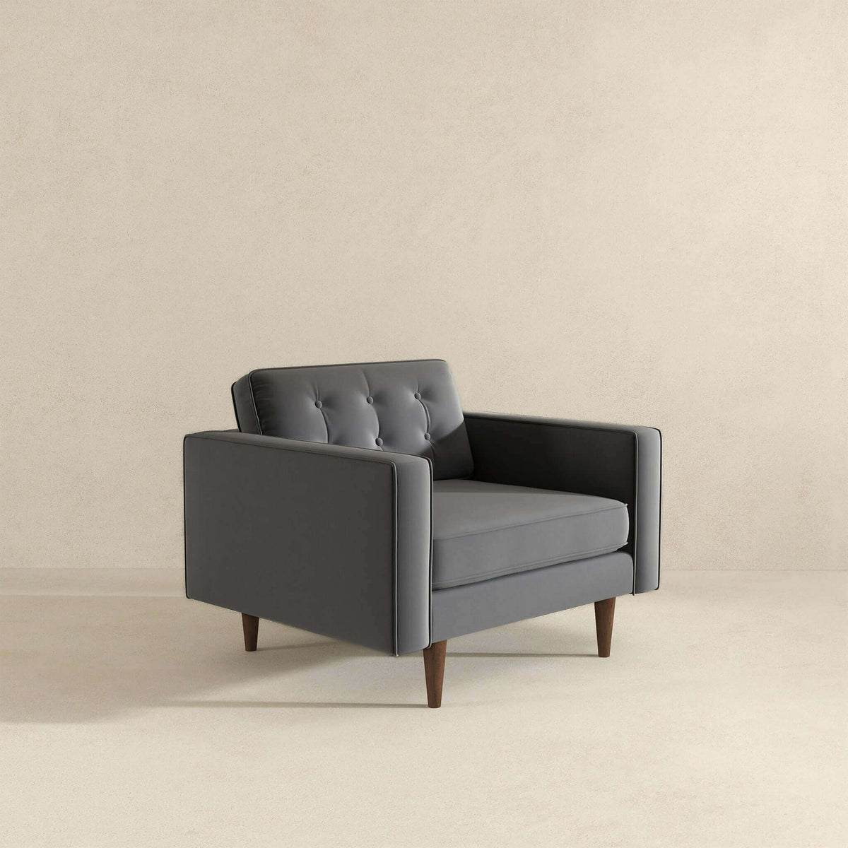 THE FURNITURE CO. Lounge Chairs Elegant Grey Velvet Lounge Chair for Stylish Living Spaces