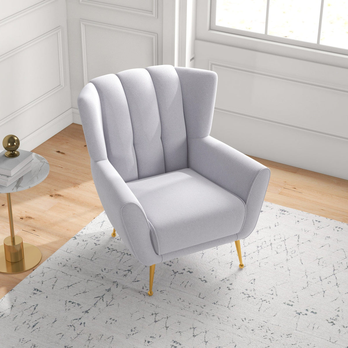 THE FURNITURE CO. Lounge Chairs Elegant Light Grey Boucle Armchair for Stylish Living Spaces