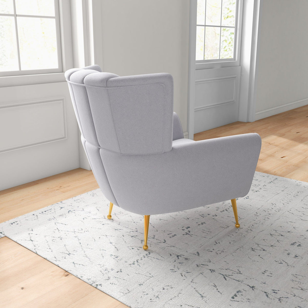 THE FURNITURE CO. Lounge Chairs Elegant Light Grey Boucle Armchair for Stylish Living Spaces