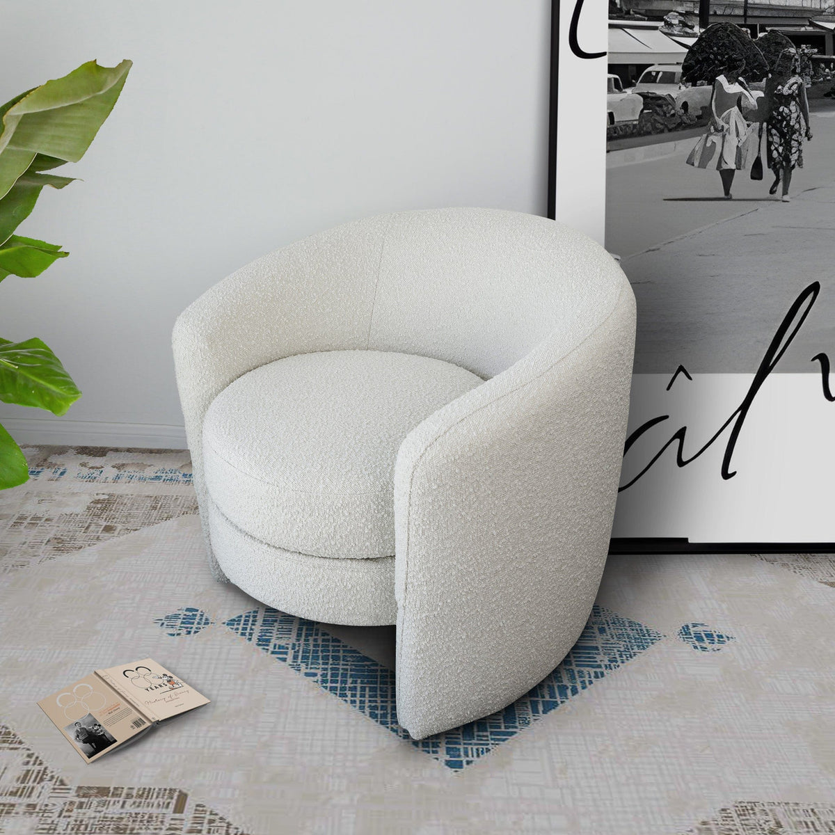 THE FURNITURE CO. Lounge Chairs Elegant White Boucle Lounge Chair for Sophisticated Living Spaces