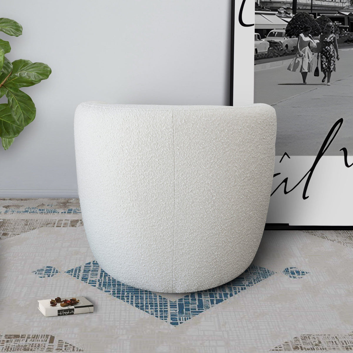 THE FURNITURE CO. Lounge Chairs Elegant White Boucle Lounge Chair for Sophisticated Living Spaces