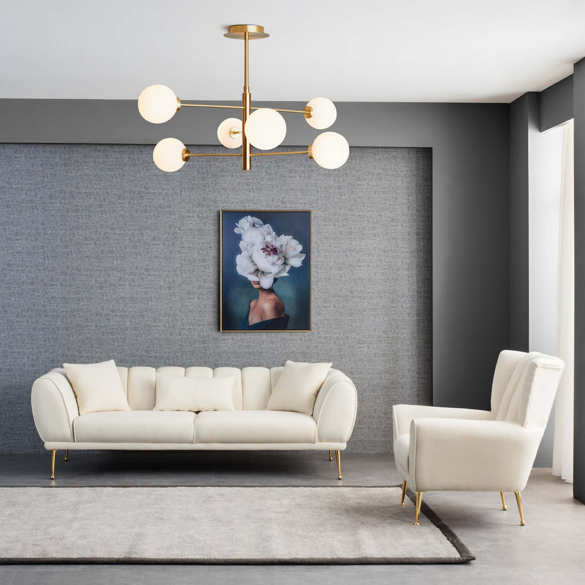 THE FURNITURE CO. Lounge Chairs Luxury Beige Boucle Armchair for Elegant Living Spaces