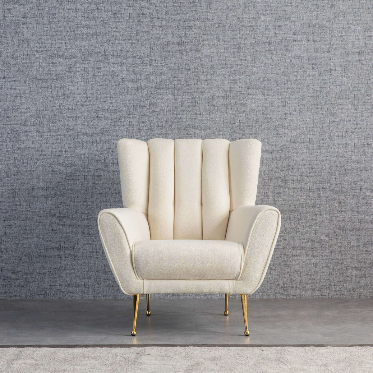 THE FURNITURE CO. Lounge Chairs Luxury Beige Boucle Armchair for Elegant Living Spaces