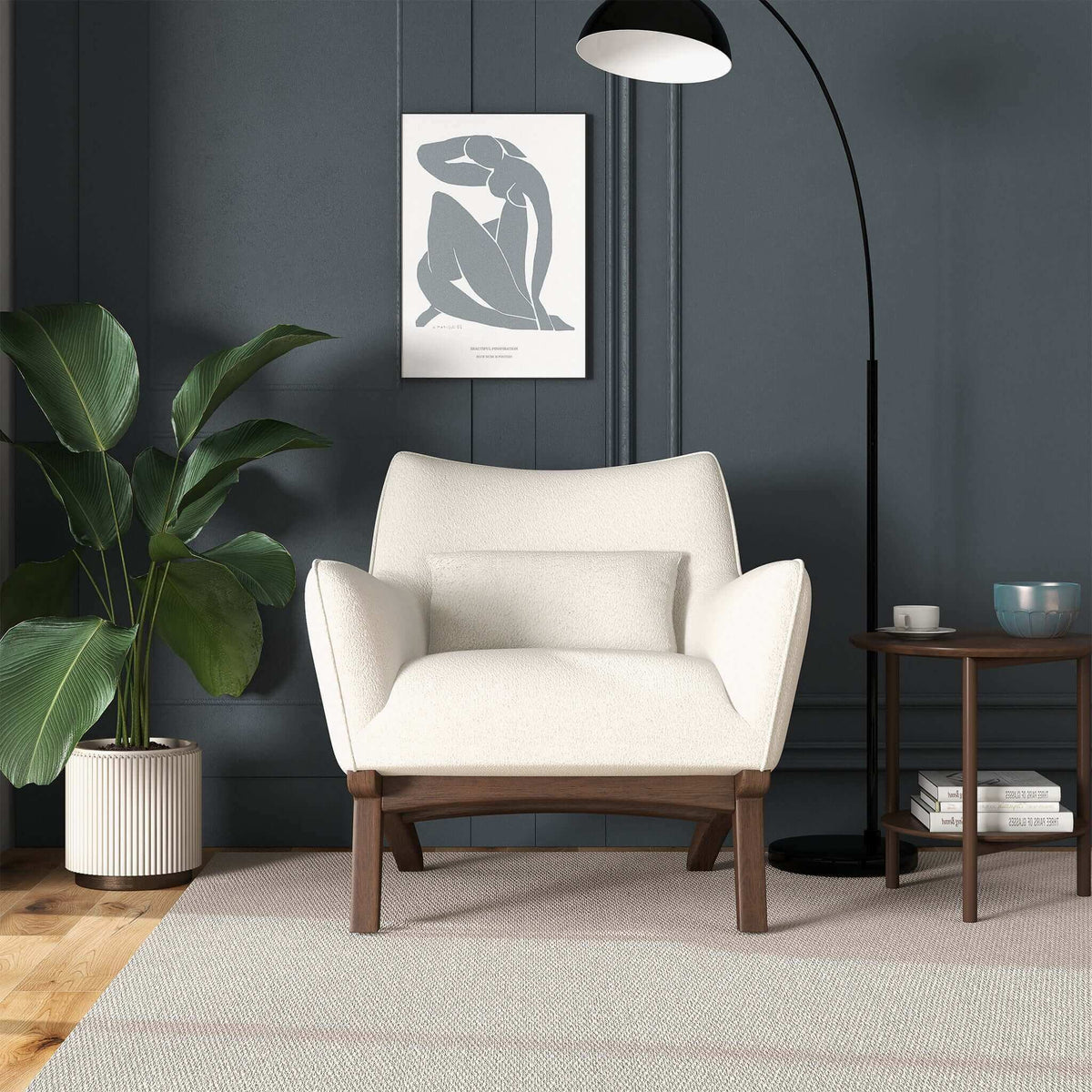 THE FURNITURE CO. Lounge Chairs Luxury Beige Boucle Armchair for Stylish Living Spaces