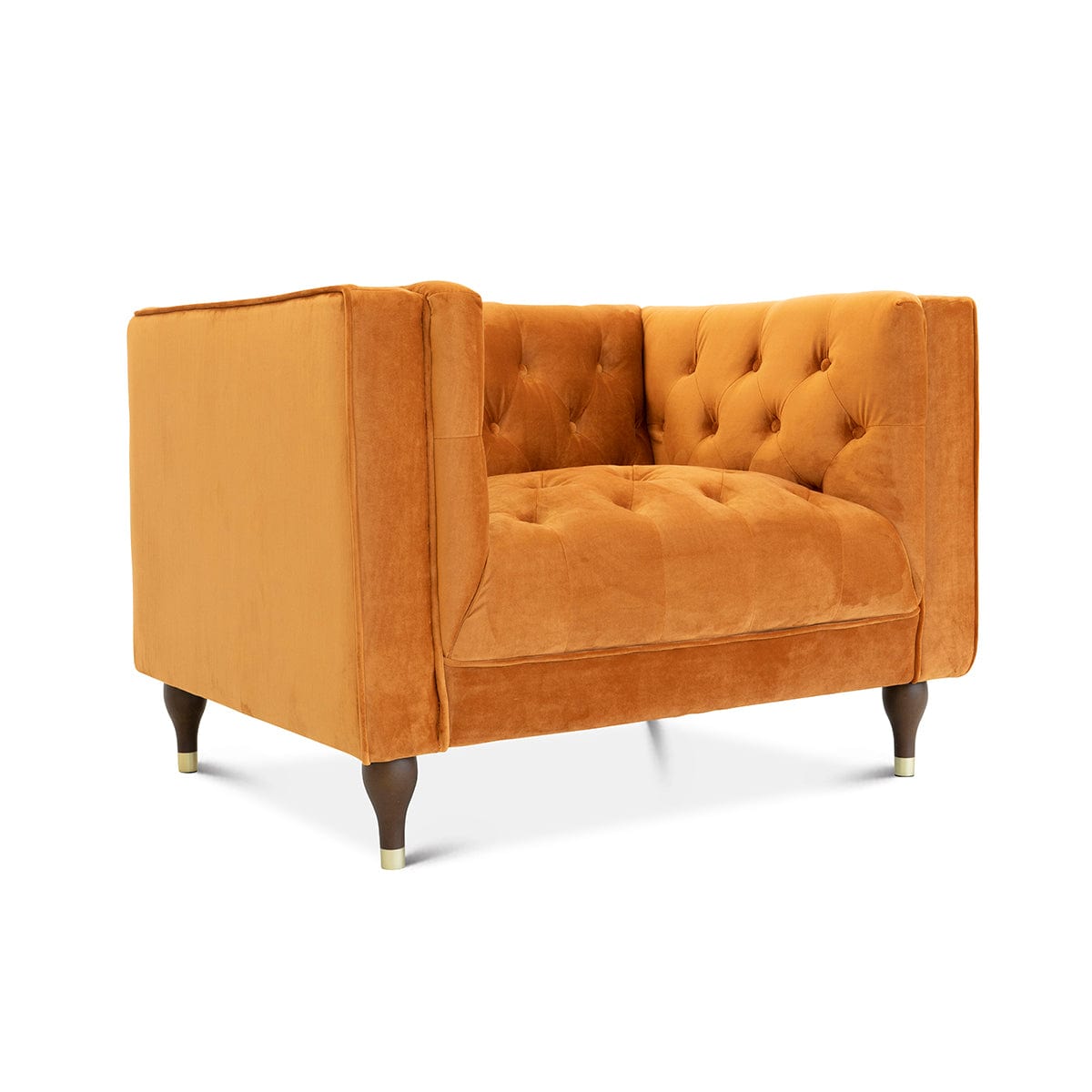 THE FURNITURE CO. Lounge Chairs Luxury Burnt Orange Velvet Lounge Chair for Stylish Living Spaces