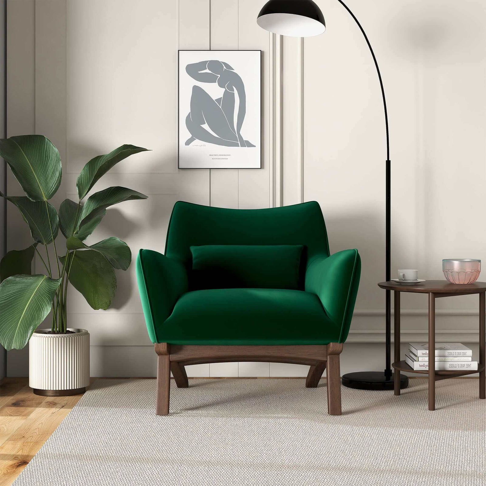 THE FURNITURE CO. Lounge Chairs Luxury Dark Green Velvet Armchair for Stylish Living Spaces