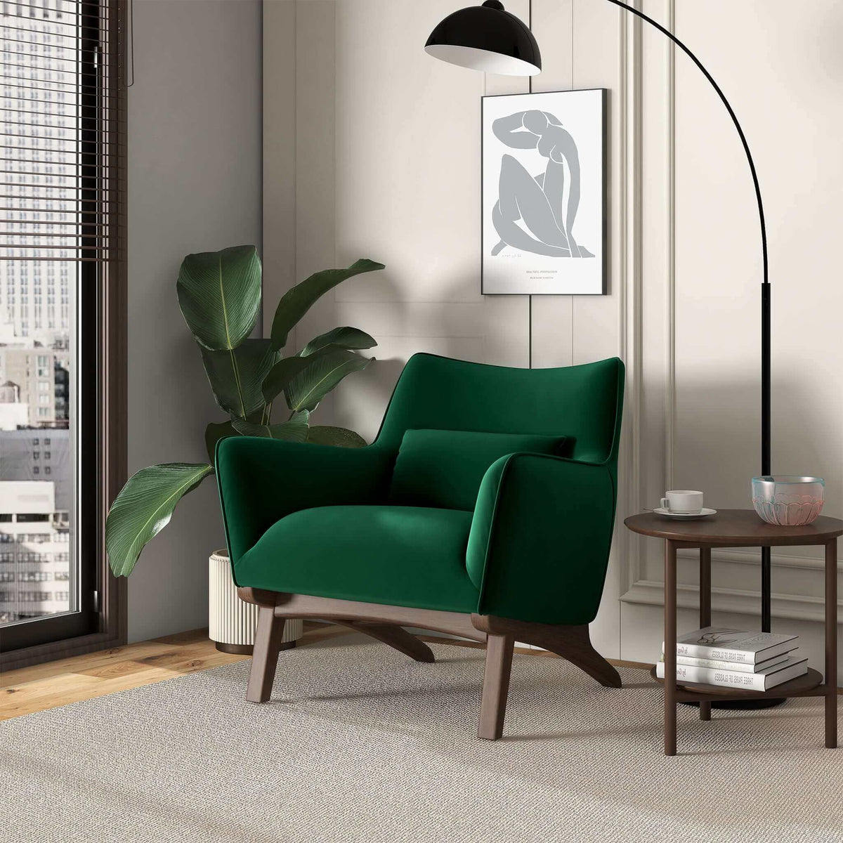 THE FURNITURE CO. Lounge Chairs Luxury Dark Green Velvet Armchair for Stylish Living Spaces