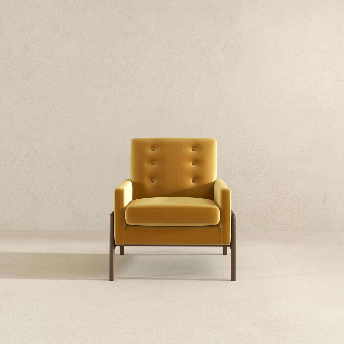 THE FURNITURE CO. Lounge Chairs Luxury Dark Yellow Velvet Lounge Chair for Elegant Living Spaces