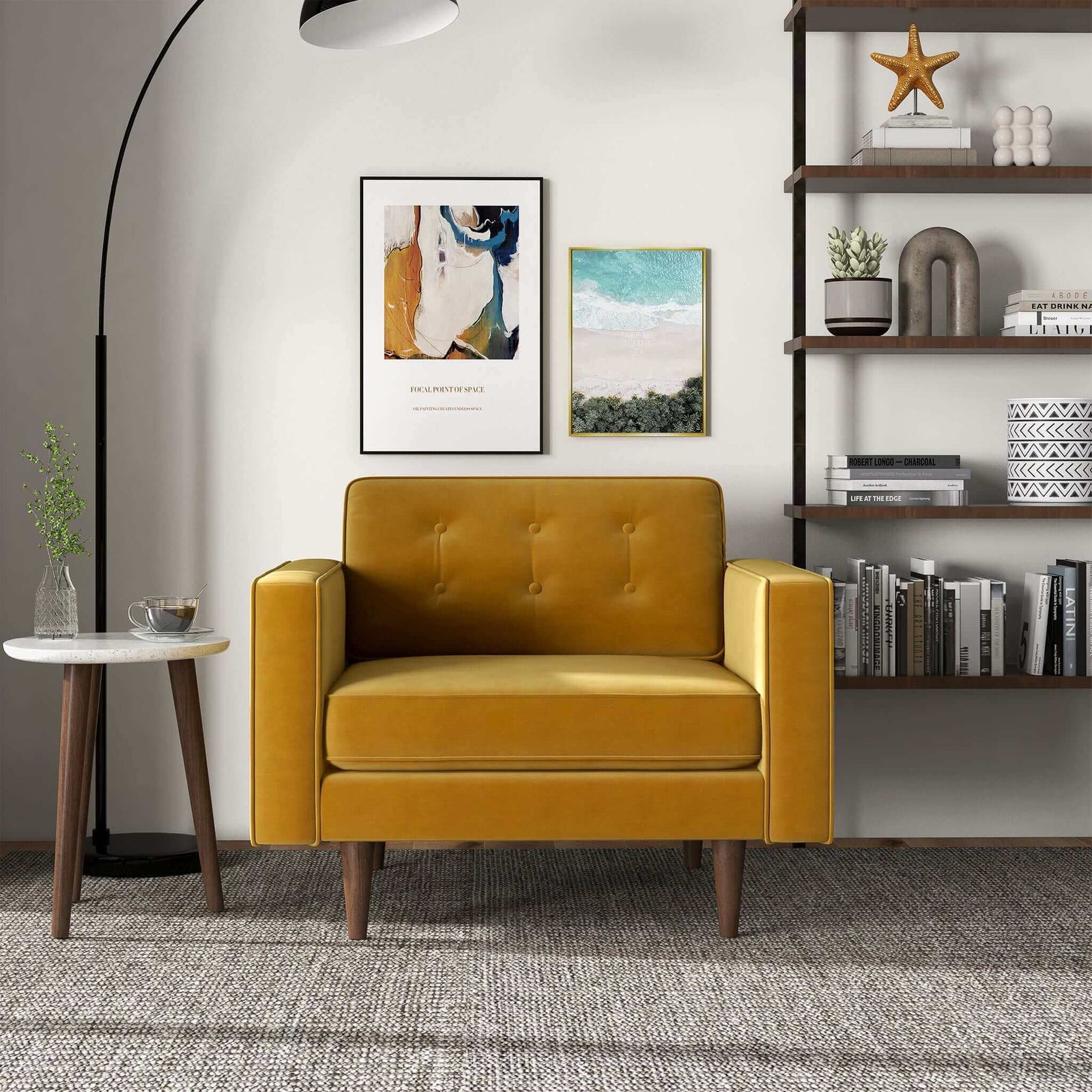 THE FURNITURE CO. Lounge Chairs Luxury Gold Velvet Lounge Chair for Elegant Living Spaces
