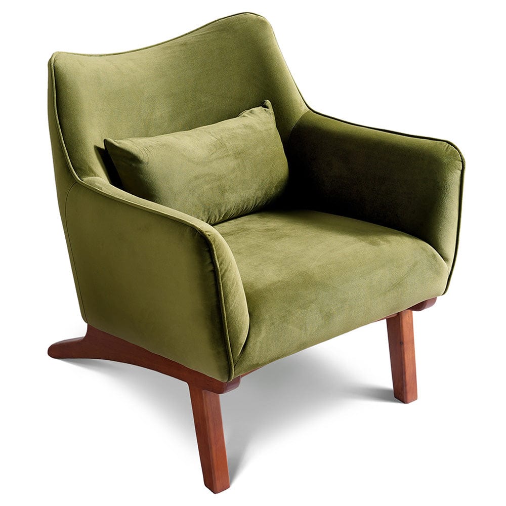 THE FURNITURE CO. Lounge Chairs Luxury Olive Green Velvet Lounge Chair for Elegant Living Spaces