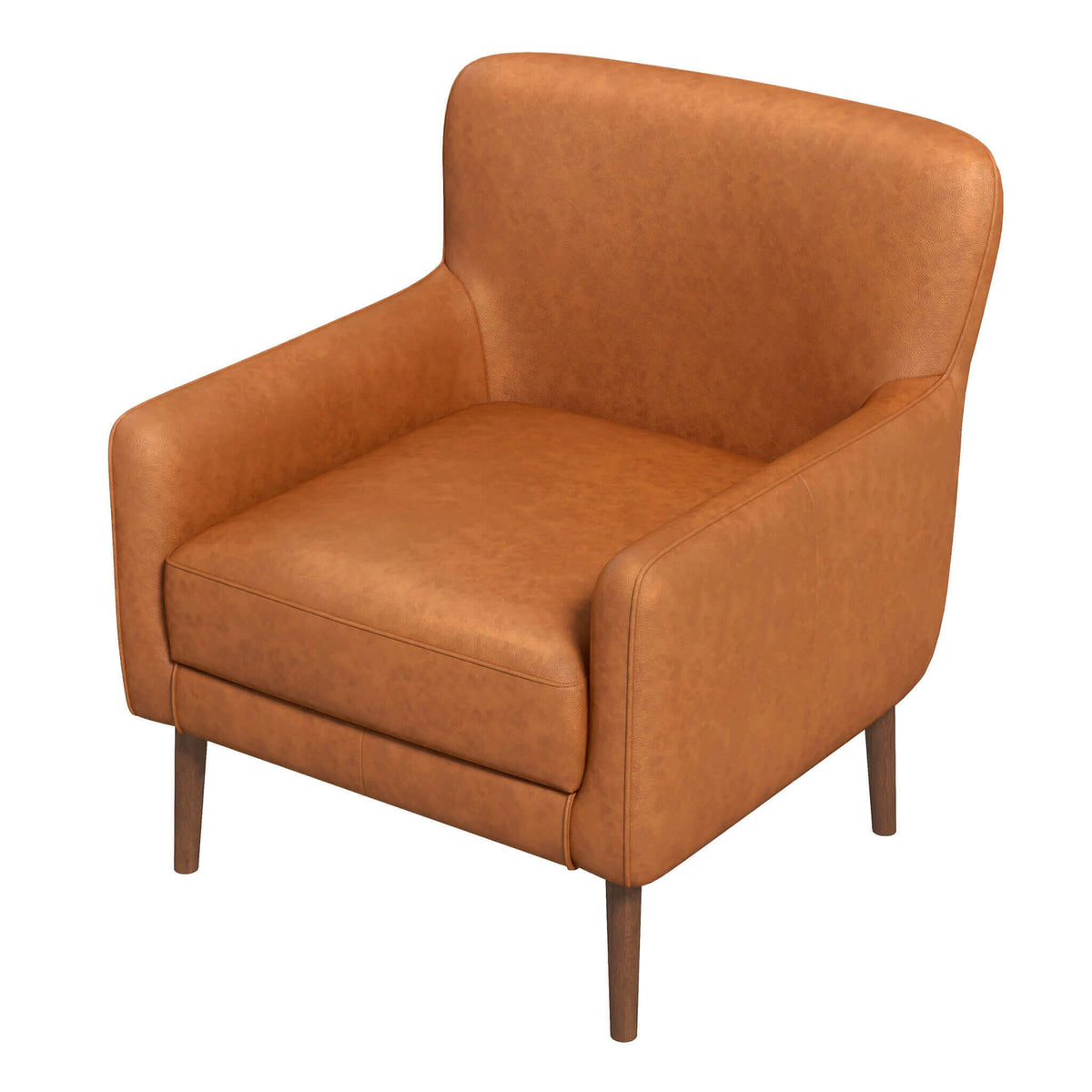 THE FURNITURE CO. Lounge Chairs Luxury Tan Genuine Leather Lounge Chair for Elegant Living Spaces