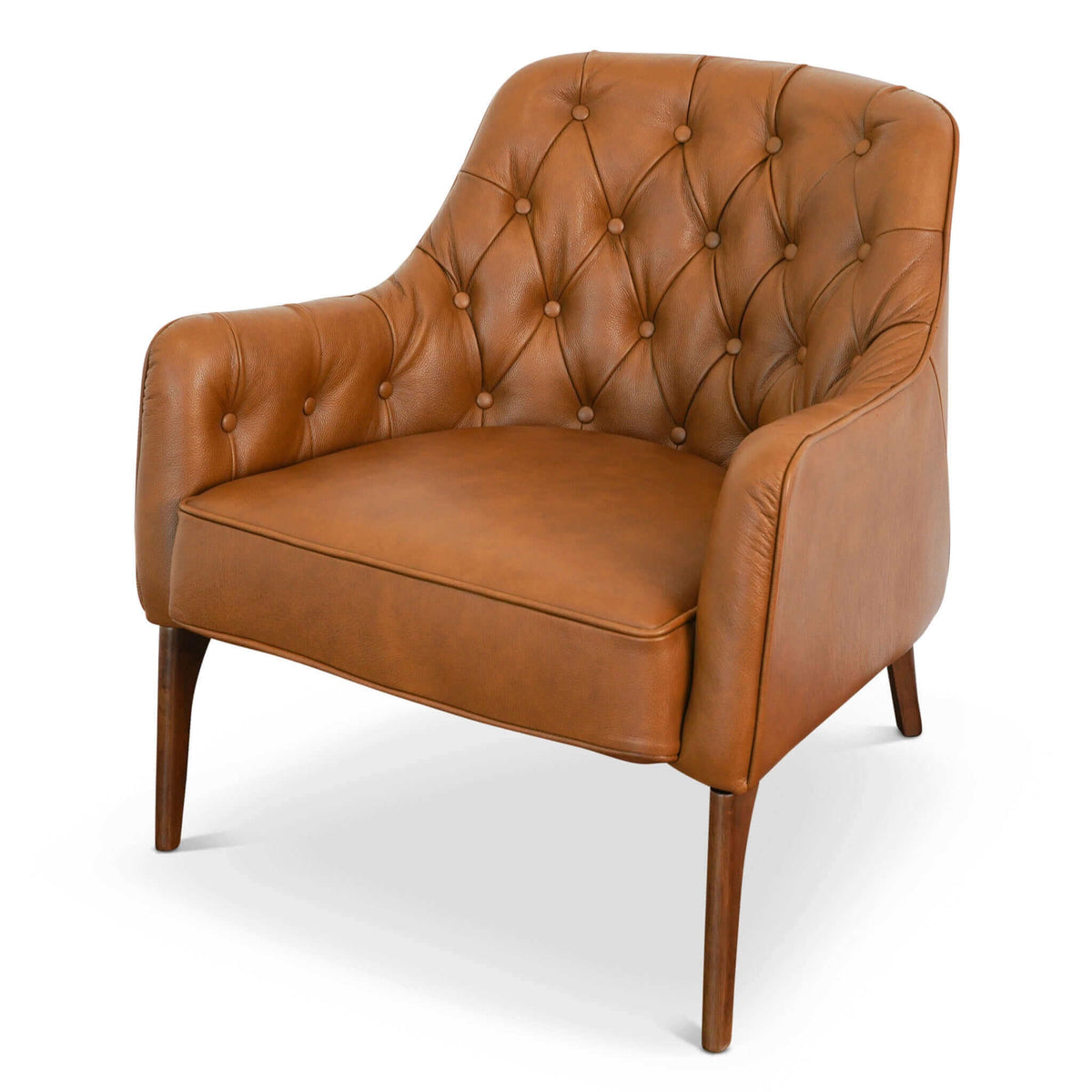 THE FURNITURE CO. Lounge Chairs Luxury Tan Leather Lounge Chair for Elegant Living Spaces