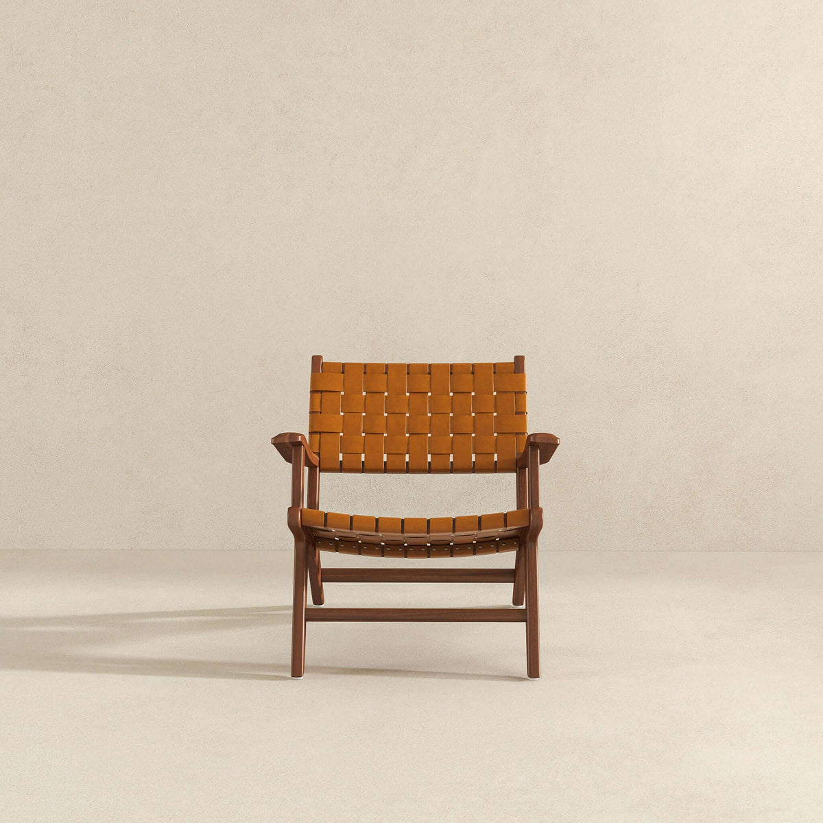 THE FURNITURE CO. Lounge Chairs Luxury Teak Wood Real Leather Lounge Chair for Elegant Living Spaces