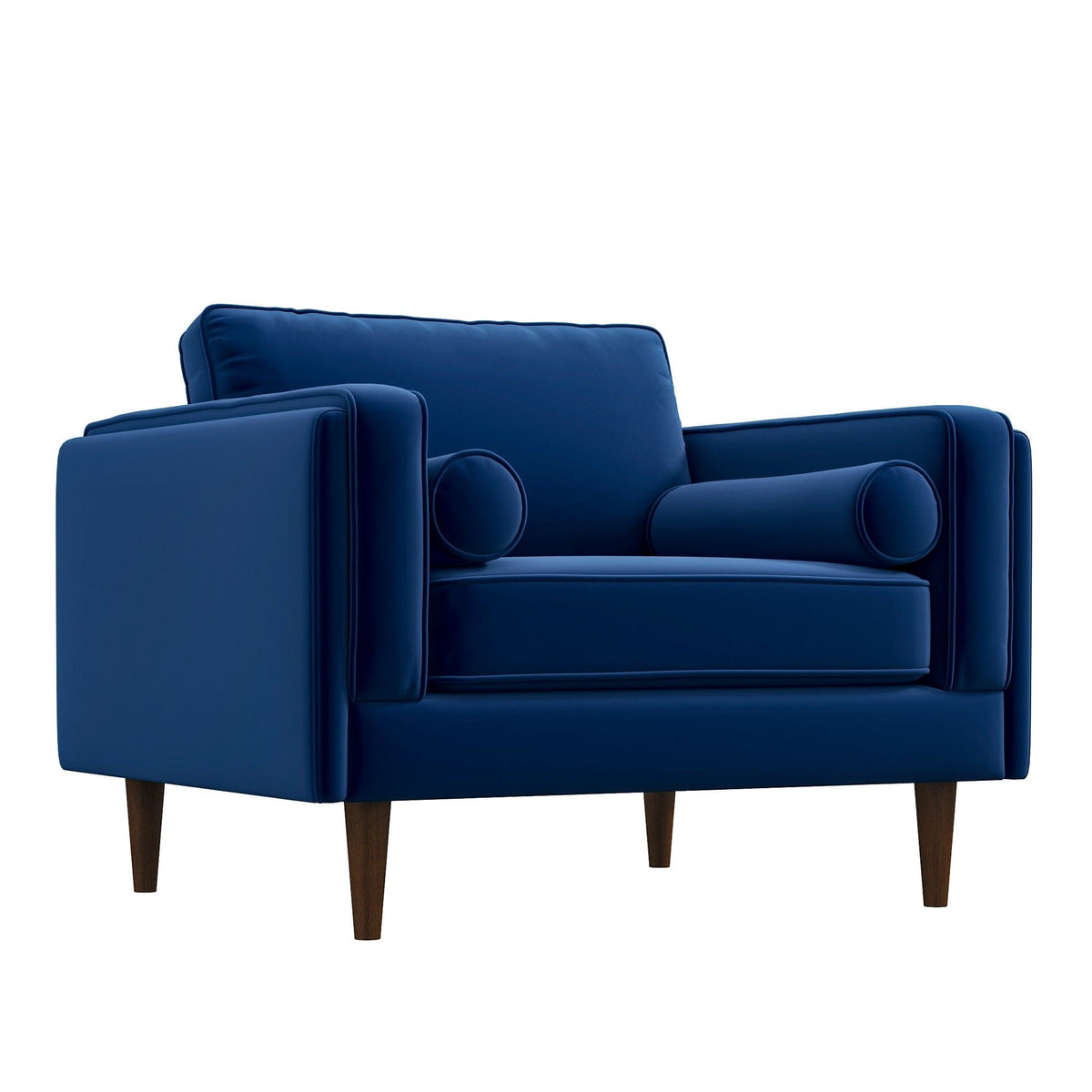 THE FURNITURE CO. Lounge Chairs Stylish Navy Blue Easy Clean Velvet Lounge Chair for Living Spaces