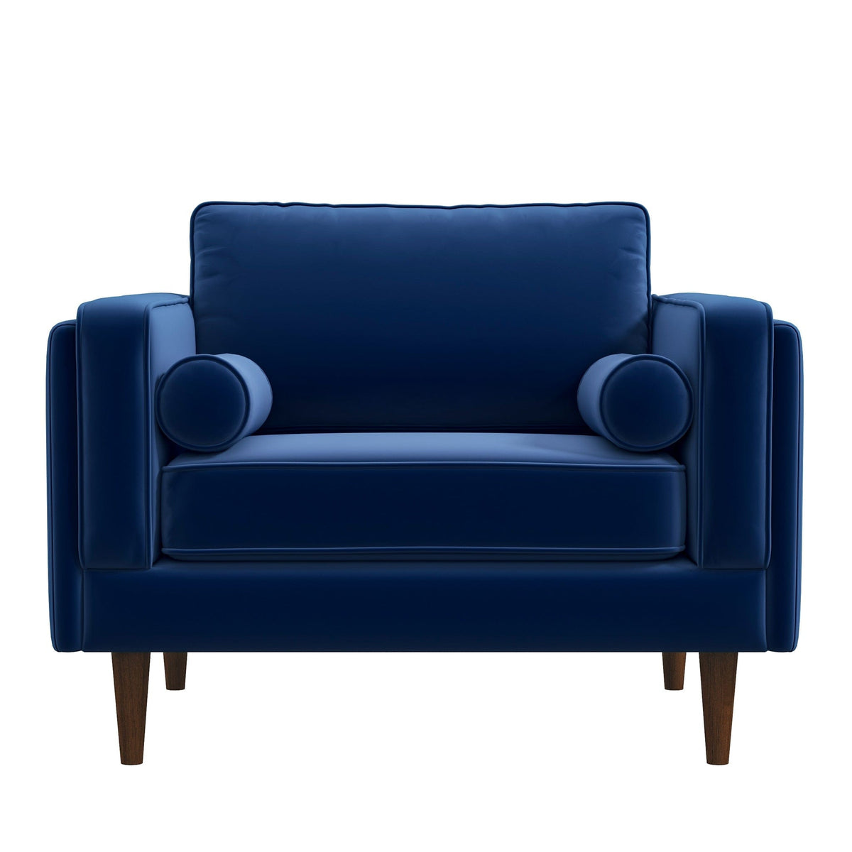 THE FURNITURE CO. Lounge Chairs Stylish Navy Blue Easy Clean Velvet Lounge Chair for Living Spaces