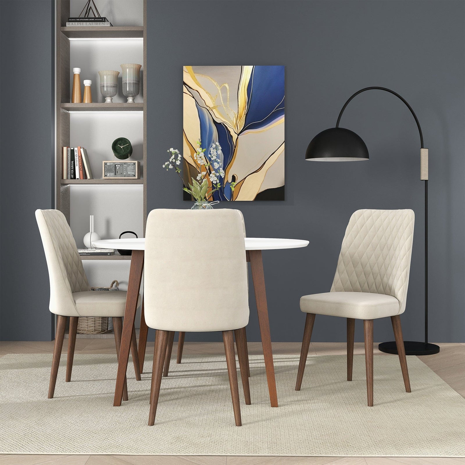 THE FURNITURE CO. Luxury Beige Velvet Dining Chairs for Elegant Dining Spaces