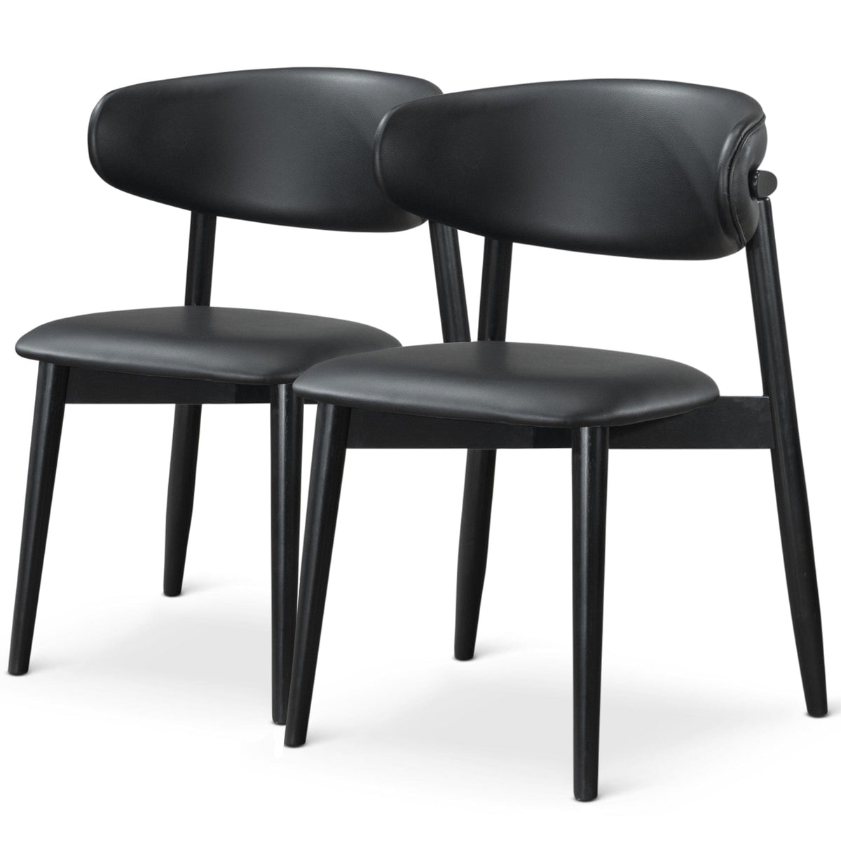 THE FURNITURE CO. Luxury Black Vegan Leather Dining Chairs for Elegant Dining Spaces
