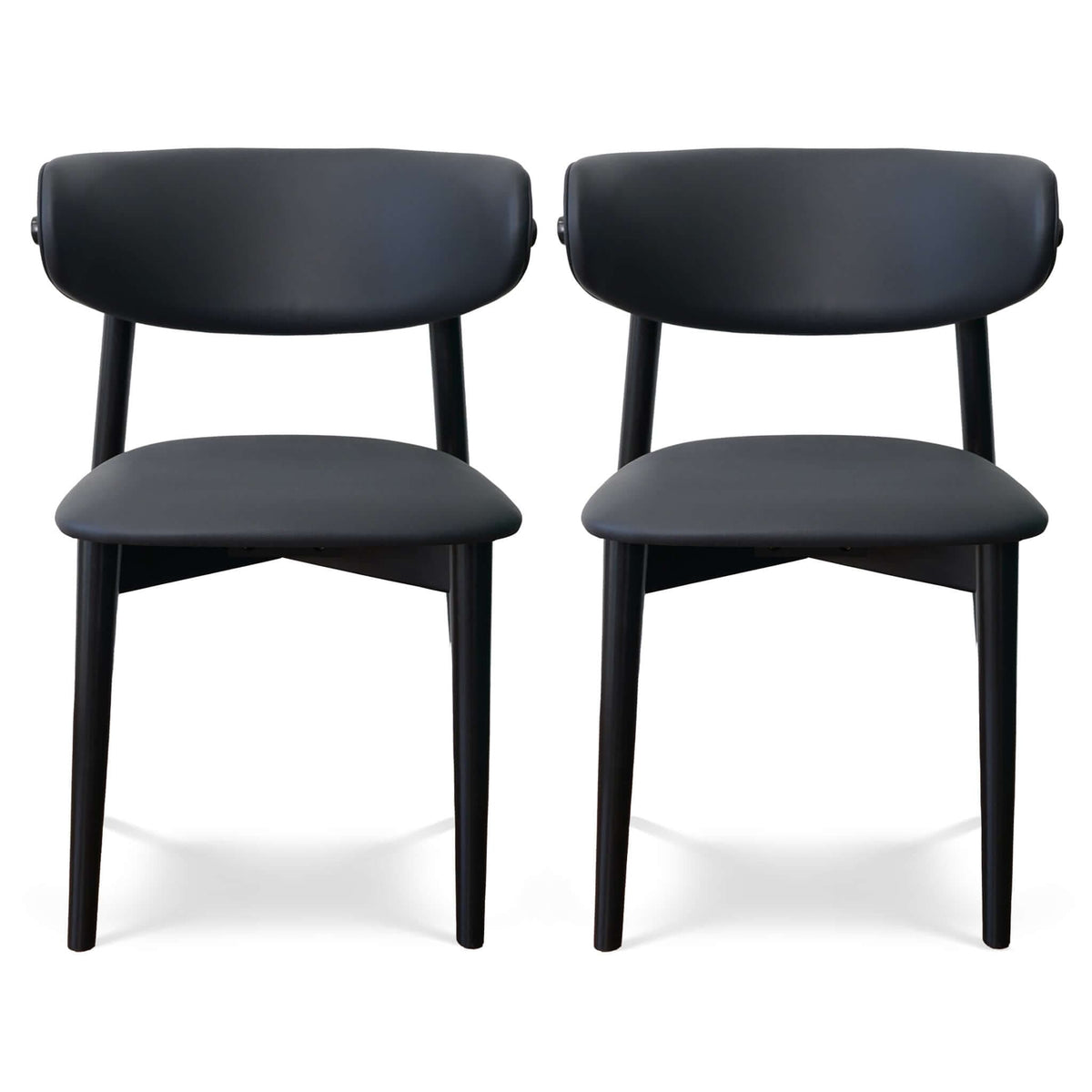 THE FURNITURE CO. Luxury Black Vegan Leather Dining Chairs for Elegant Dining Spaces
